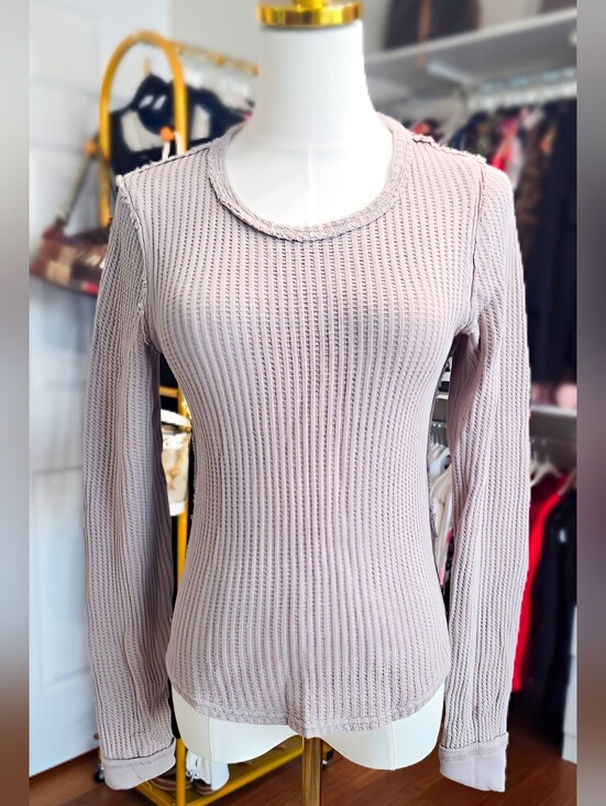 Free People Tops - Free People Long Sleeve Ribbed Knit Top - Dusty Mauve Size S